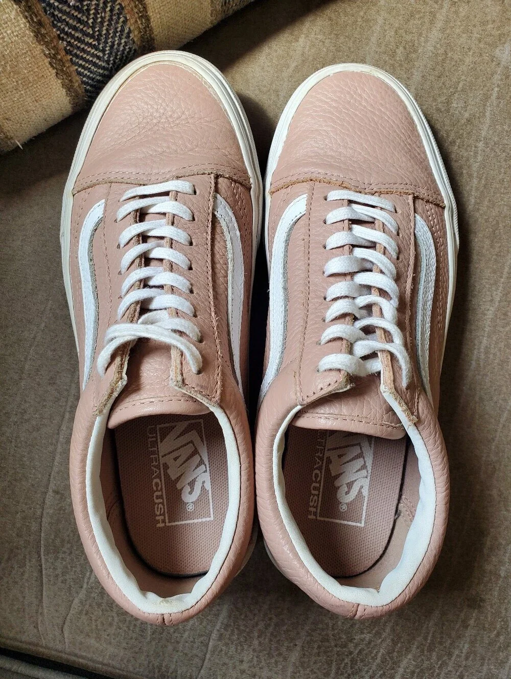 Vans Old Skool Size 7M/8.5W Rose Pink Tumbled Leather Skateboard Shoes 721278